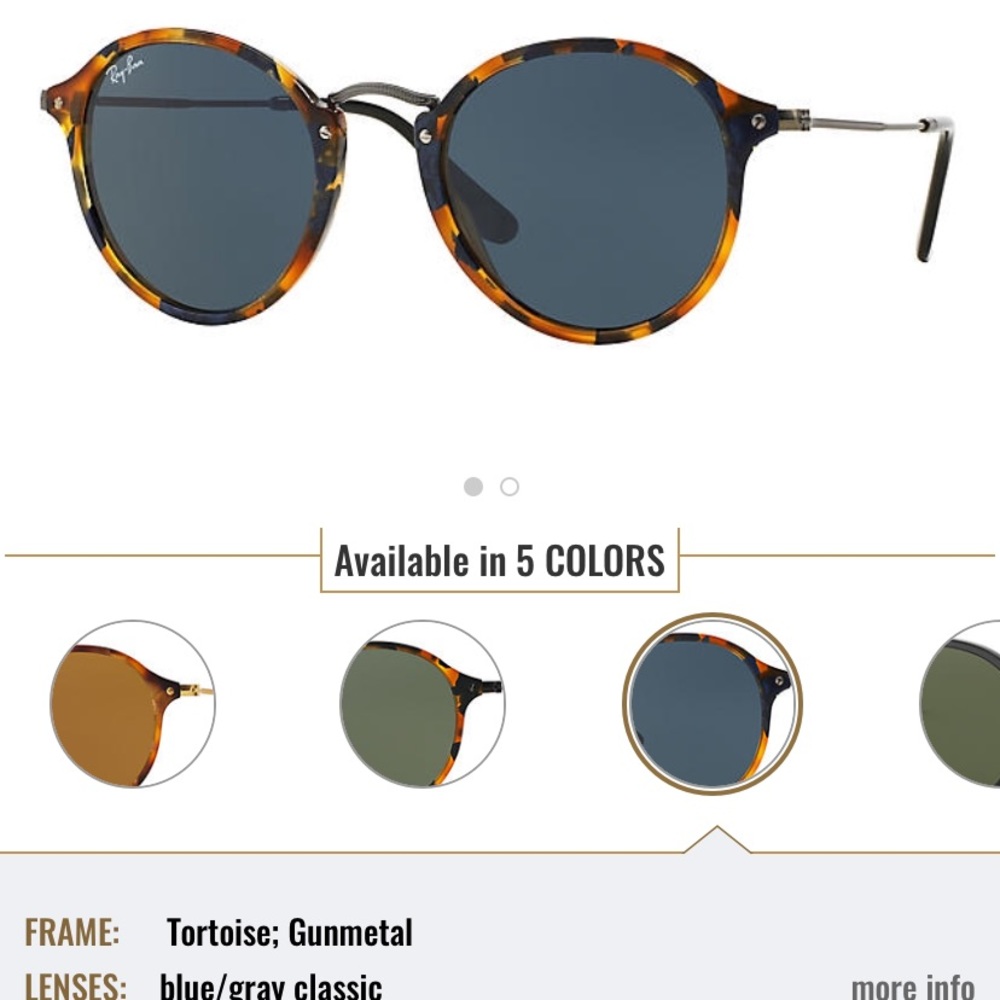 Ray Ban Tortoise Shell Blue Fleck Round Sunglasses